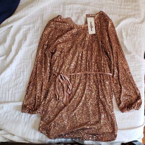 GeeGee Clothing Long Sleeve Sequin Mini Dress